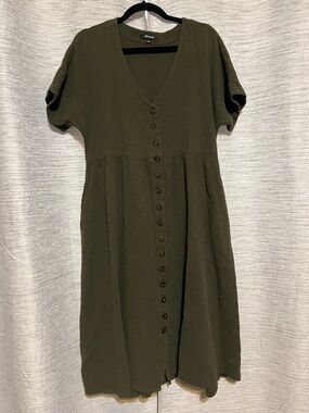 green emerald velvet dress Esme Denim Midi Dress in Blue